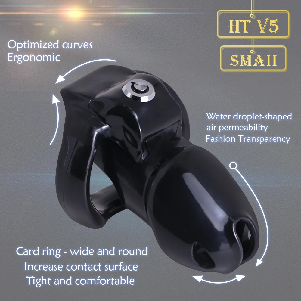 

2023 BLACK HT V5 BDSM Chastity Device Cage Click&Lock Resin Breathable Small Cock Stop Masturbation Male Chastity Belt Sex Toys