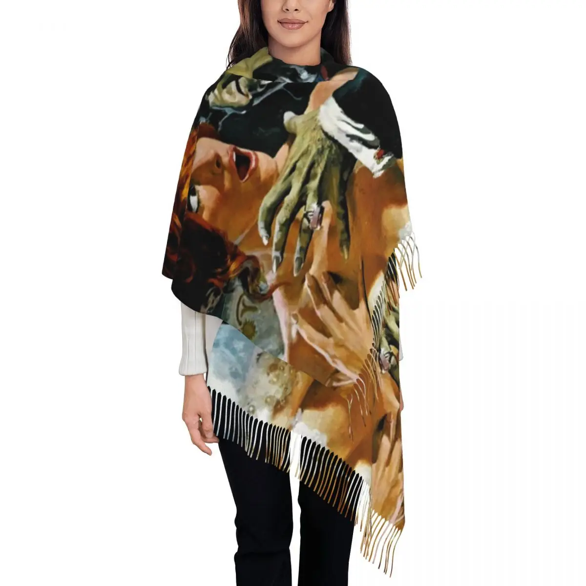 На заказ Теплые шали с имитацией страшных убийц вампира на осень и зиму женские