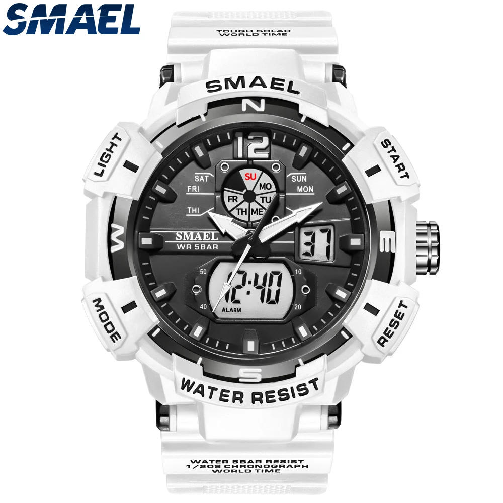 

SMAEL Top Brand Cool Shockproof LED Electronic Men MultiFunction Waterproof Sports Double Display Quartz Alarm Clock Watches
