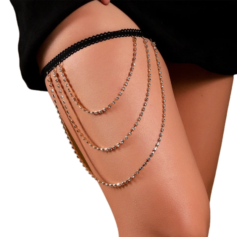Multi Layer Tassel Thigh Chain Anti-slip Belt Chain Harness Summer Beach Nightclub Leg Accessories for Women and Girls T8NB 2 Multi Layer Tassel Thigh Chain Anti-slip Belt Chain Harness Summer Beach Nightclub Leg Accessories for Women and Girls T8NB 2