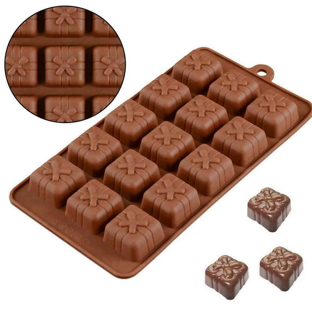 

Candy Brownie Handmade Dessert Pudding 3D Mould Christmas Gift Box Cooking Baking Tools Chocolate Mold