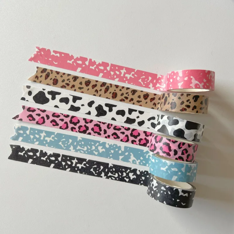 1Pc Ins Cute Milk Stripe Leopard Cows Masking Washi Tape Decorative Dot Adhesive Tape Diy Scrapbooking Sticker Label Stationery