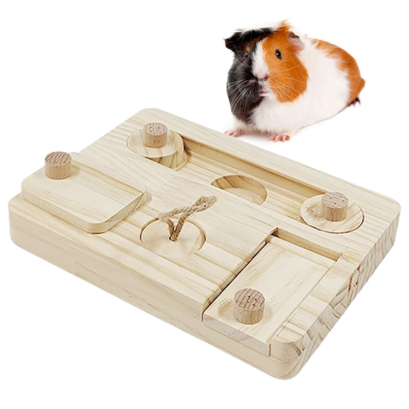 

Small Pets Wood Puzzle Entertainment Feeder Foraging Toy Rabbit Treats Dispenser