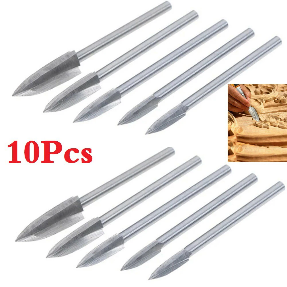 

10PCS Wood Carving Engraving Drill Bit Set 3mm-8mm High Speed Steel Engraving Drill Bit For Woodworking Carbide Grinding Tool