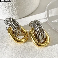 kshmir 2022 temperament two color metal stitching fashion women earrings earrings women jewelry accessories gifts