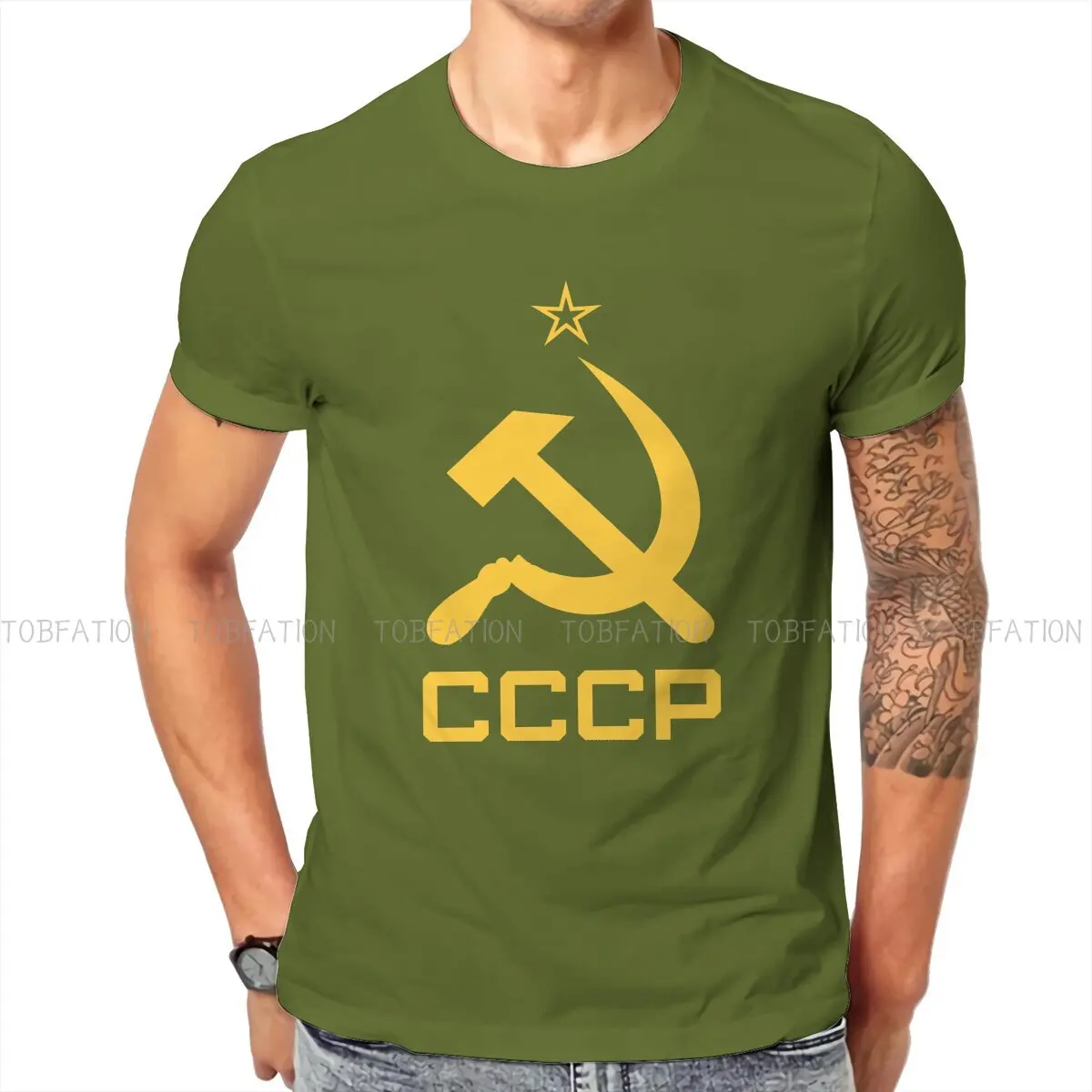 

Russian USSR CCCP Original TShirts Soviet Union Hammer Sickle Red Star Communism Distinctive Men's T Shirt Tops Size S-6XL