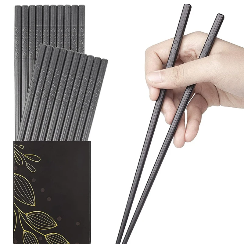 chopsticks 10 pairs reusable glass fiber food sticks Japanese Chinese Korean suitable for food and cooking all in a gift box