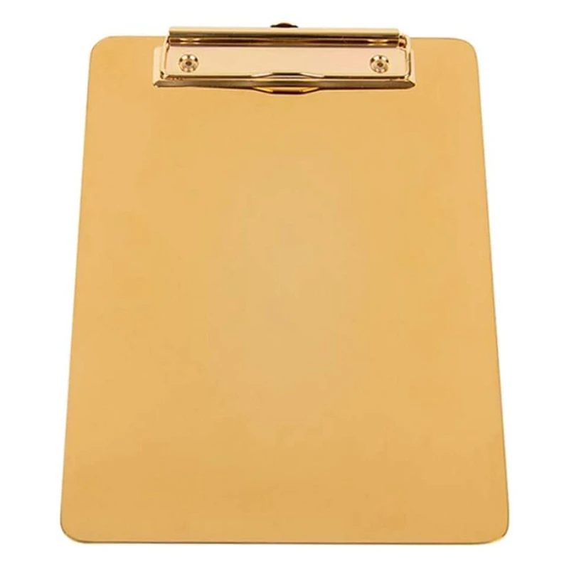 

Clipboard File Folder Holder Golden Stainless Steel Clip Board Low Profile Clip for Office Business School