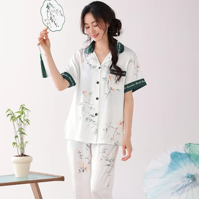 Женские летние шелковые брюки с короткими рукавами новая верхняя одежда в