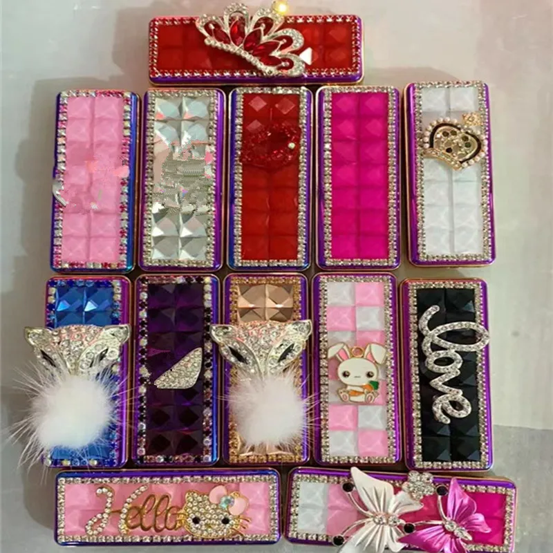 Электрическая зажигалка ручной работы с бриллиантами милая мультяшная