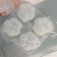 cute cat paw silicone mold cake mousse chocolate ice baking mold 4pcsset diy handmade soap candle aromatherapy make tool
