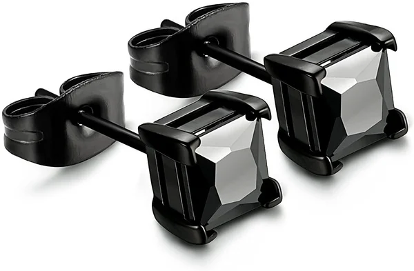 

KYTRD Delysia King 1pair Men's Fashion Simplicity Square Black Zircon Ear Stud Holidays Stainless Steel Versatile Earrings