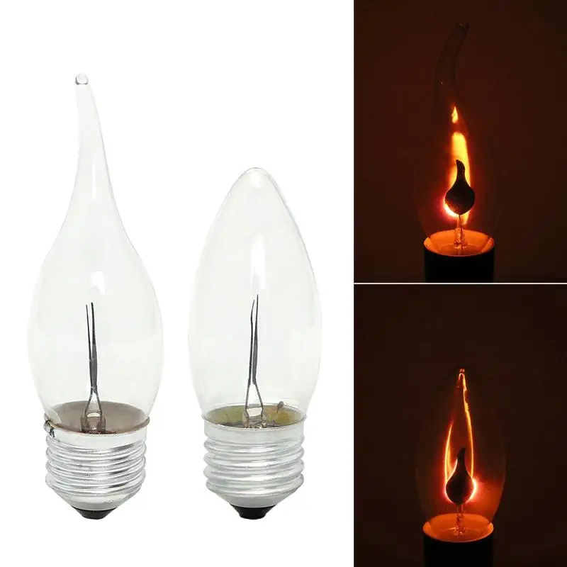 

E14 3W Flame Tip Candle Simulated Nature Fire Bulb Lighting Vintage Flickering Effect Tungsten Novel Candle Tip Lamp Decor Light