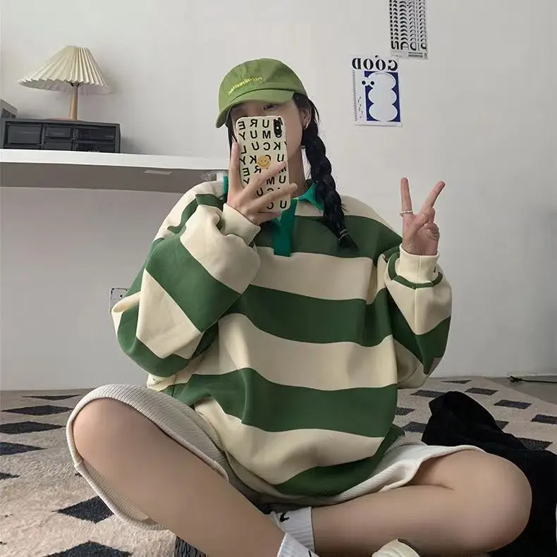 Модная Корейская индивидуализированная рубашка-поло свитшот Мужская Осенняя