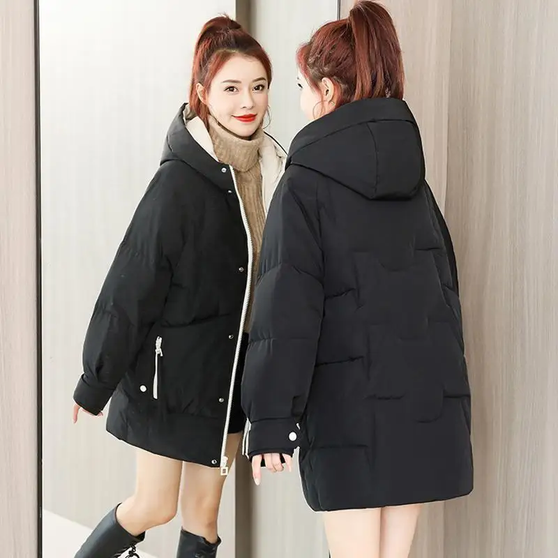 Down Padded Jacket Women's Mid-length Winter 2022 New Korean Version Loose Thickened Padded Jacket Casual Ladies Padded Jacket