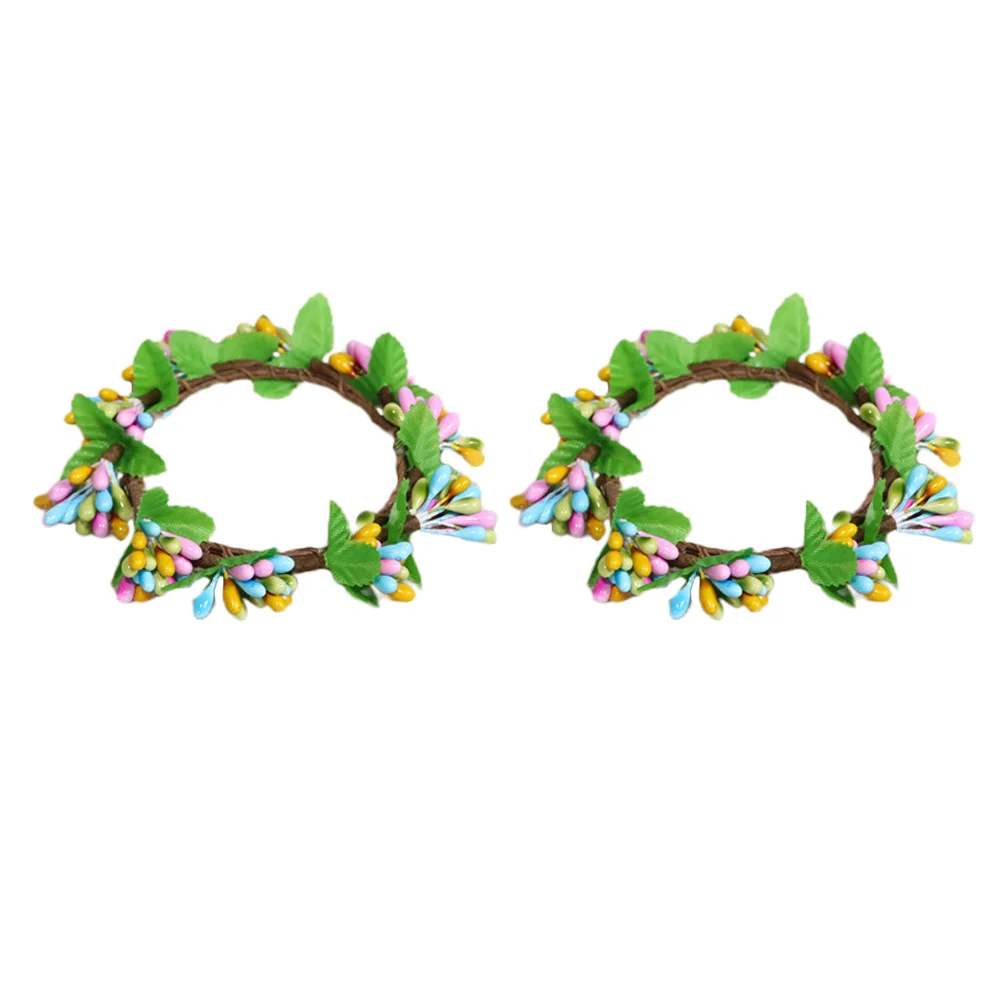 

Wreath Doorspring Front Hanging Garland Hanger Taper Decorativegreen Easter Decor Adornmentleaf Berry Fake Ring Flower Artficial