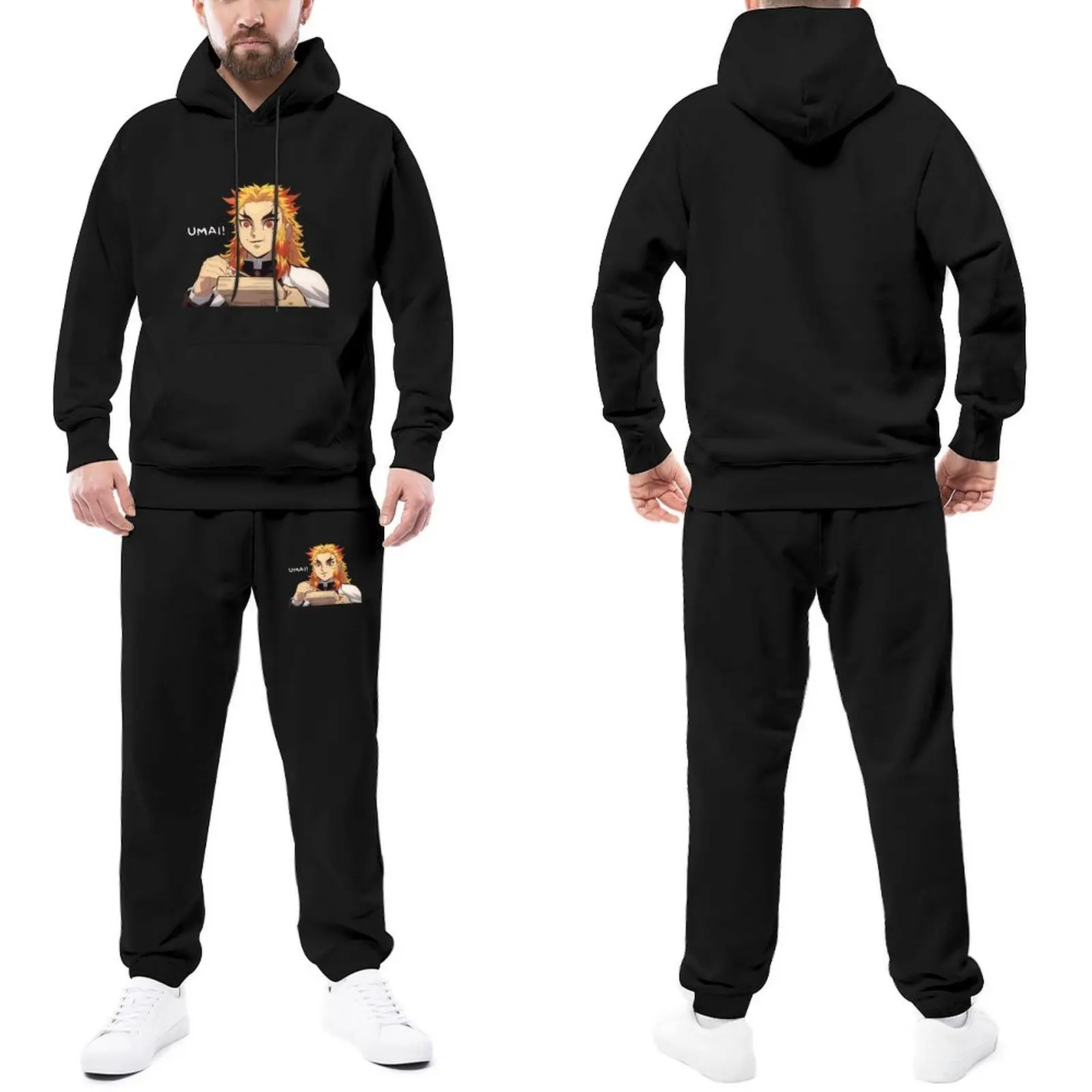 

Rengoku Umai Demon Slayer Tracksuit Set Kimetsu No Yaiba Jogging Suit Unisex Funny Hooded Suits Fashion Sweatsuits Plus Size 3XL