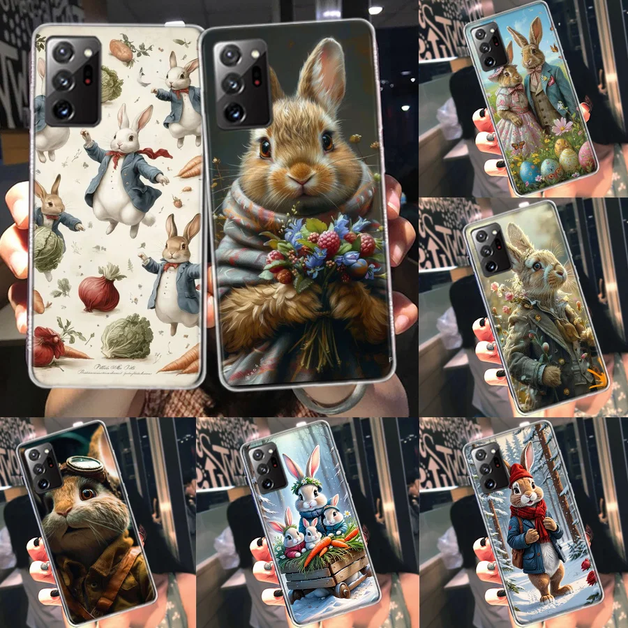Чехол для телефона P-Peter Bunny RabbitS Galaxy Samsung S22 Plus S21 Ultra Clear S20 S23 S24 FE S10 S10E S9 S8 с узором Capa