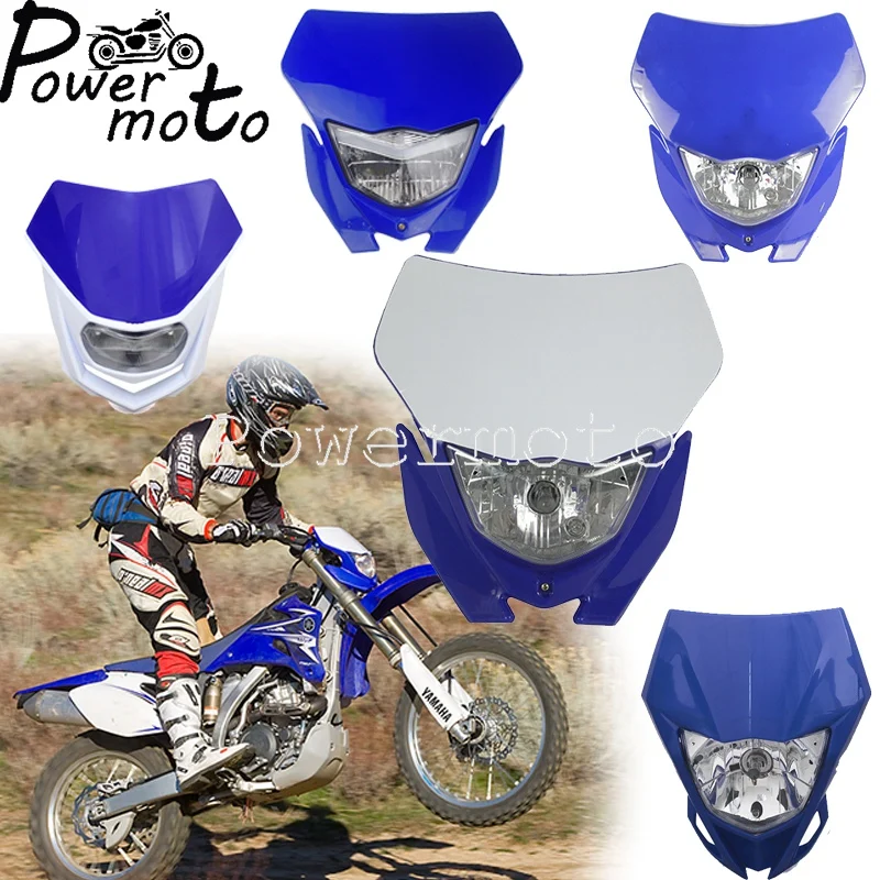 

Blue Universal Motorcycle Headlight Dirt Bike MX Enduro Head Light for Yamaha WR250F/X WR450F YZ XT TTR230 Motocross H4 12V 35W