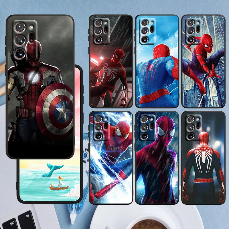 

Marvel Avengers Spiderman Phone Case Black For Samsung A73 A70 A20 A10 A8 A03 j7 j6 Note 20 10 9 Ultra Lite Plus F23 M52 M21