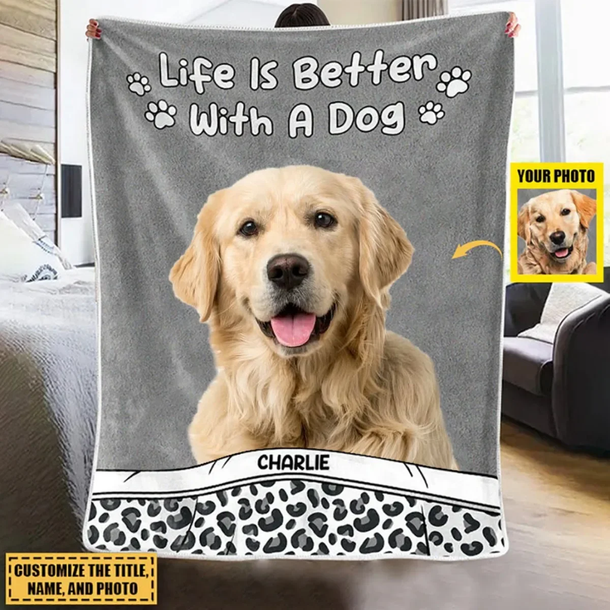 Одеяла KACISSTY Golden Retriever Life Is Better с фланелевым одеялом принтом собаки одеяла