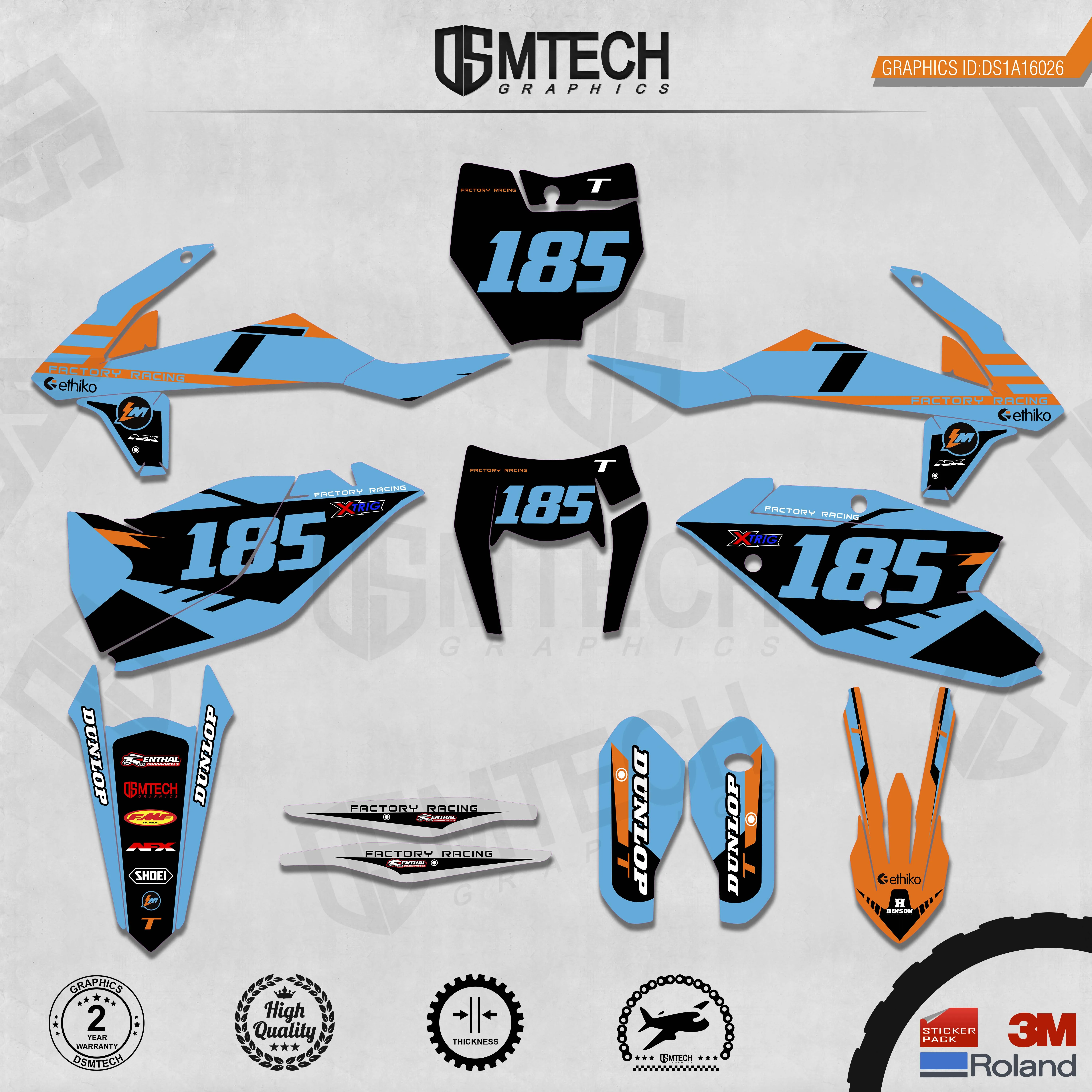 DSMTECH Customized Team Graphics Backgrounds Decals 3M Custom Stickers For KTM 2017-2019 EXC 2016-2018 SXF  026