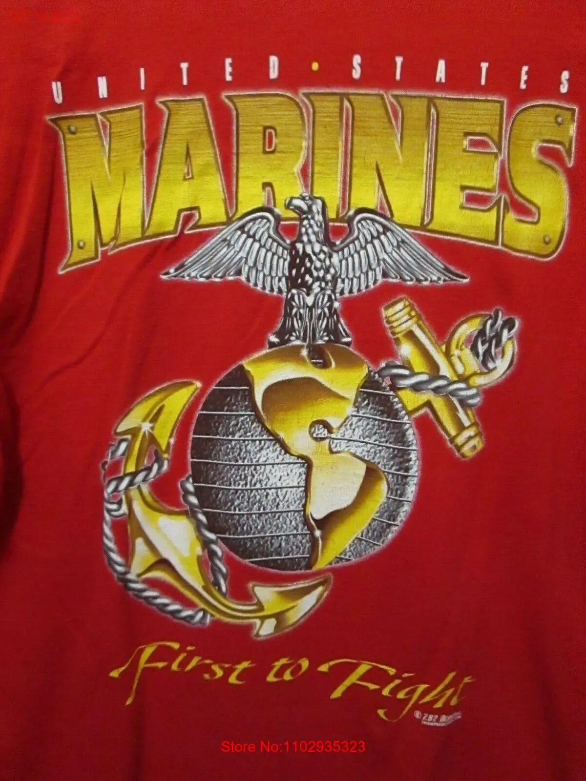 Красная футболка средней длины с графическим принтом VTG Marine 7 62 дизайнов США