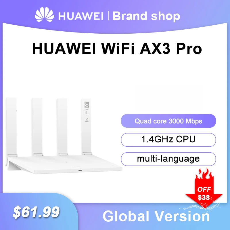 Brazil Version HUAWEI AX3 Pro WiFi 6+ 3000Mbps Wifi Router Gigabit Quad-core Repeater Amplifier Mesh WiFi 4 High Gain Antennas