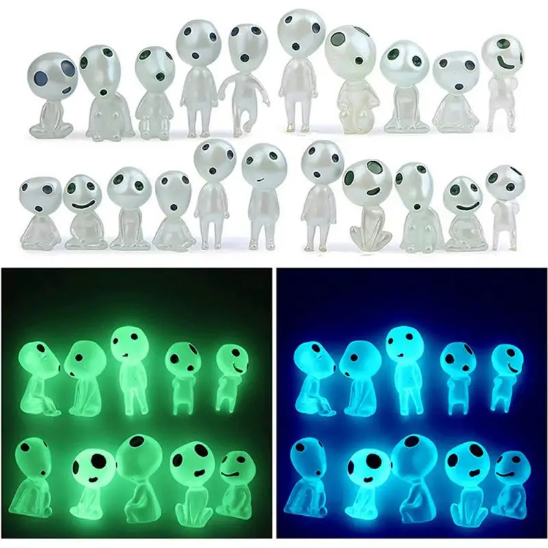 

10PCS Glowing Miniature Statue Potted Mini Garden Accessories Luminous Tree Spirits Micro Landscape Figure Ornament Outdoor