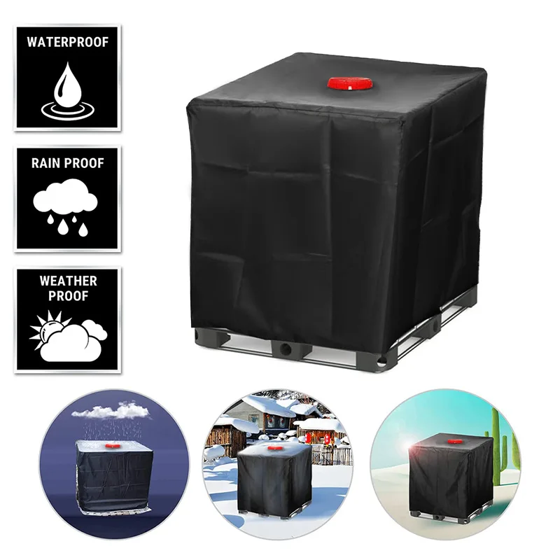 

1000L Outdoor Water Tank Cover Waterproof Fabric Dustproof and Heat-insulated Bucket Cover IBC Tote Bag Sun Protection Tool