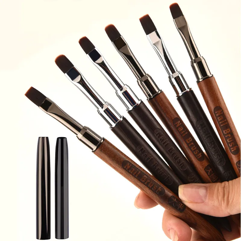 

1PC Acrylic Nail Brush Pen for Powder Manicure Round Wood Handle Gel Builder Brushes
