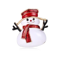 christmas new year gift enamel redwhite sweet snowman brooch women men kids hat bag scarf jewelry accessories