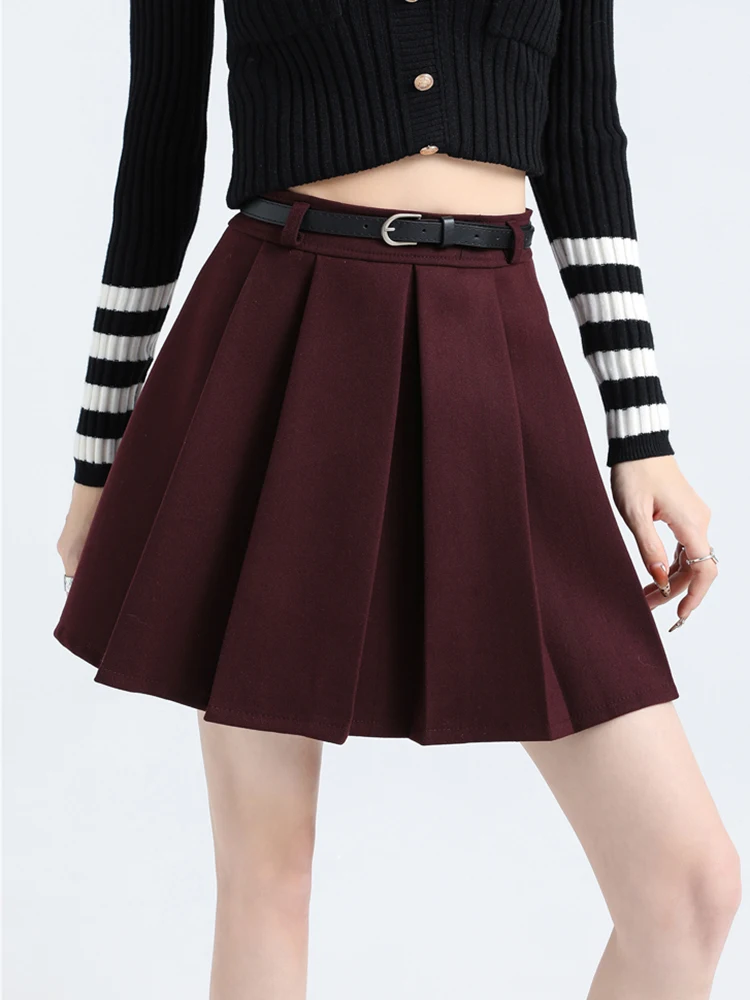 Осень-зима Kawaii мини-плиссированная юбка женская модная уличная одежда шерстяные