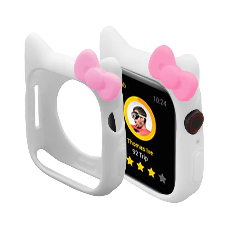Чехол для Apple Watch Hello Kitty защитный чехол Iwatch 38 40 42 44 мм мягкий силиконовый Сменный
