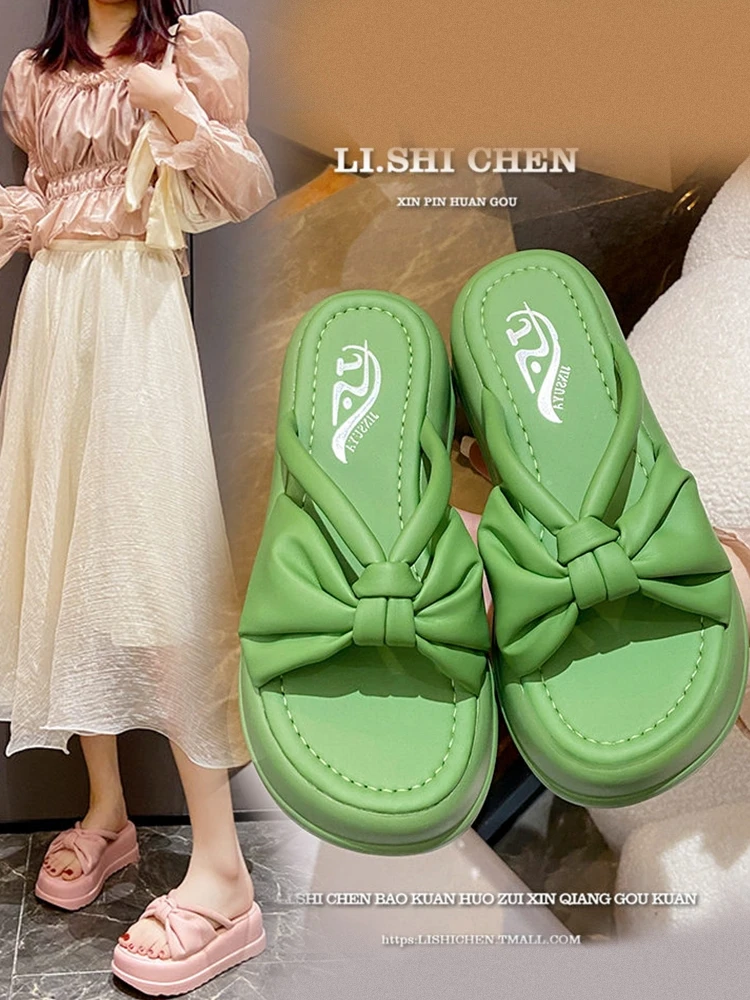 

Шлепанцы женские домашние на платформе, из микрофибры и кожи