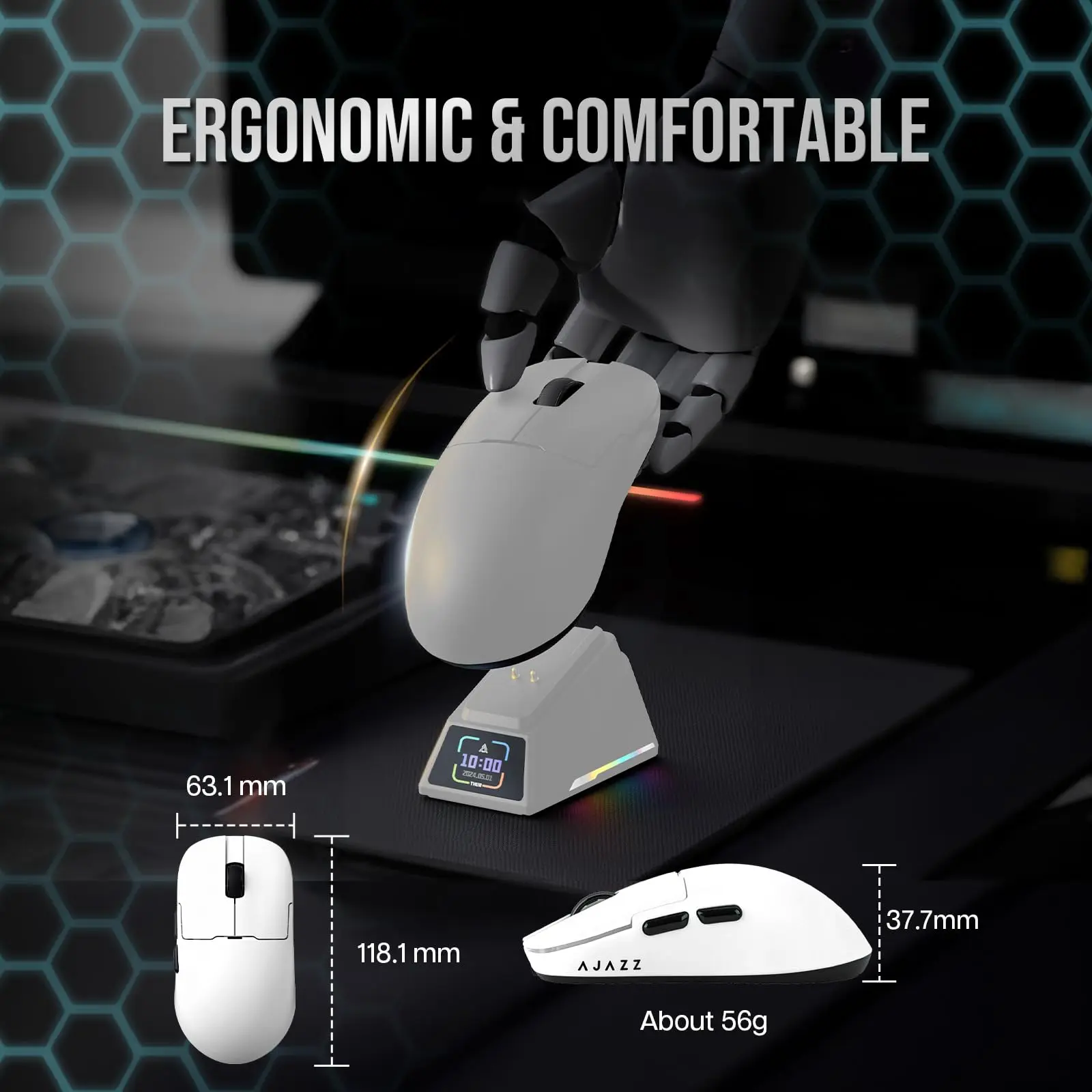 Игровая мышь AJAZZ AJ159APEX/159P Сверхлегкая беспроводная геймерская с магнитной