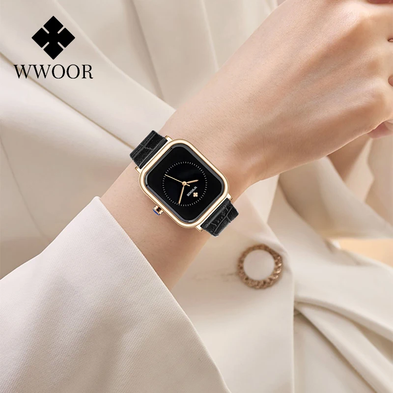 Женские Элегантные часы WWOOR, роскошные Брендовые женские квадратные часы, модные часы, женские Кварцевые водонепроницаемые наручные часы, женские часы