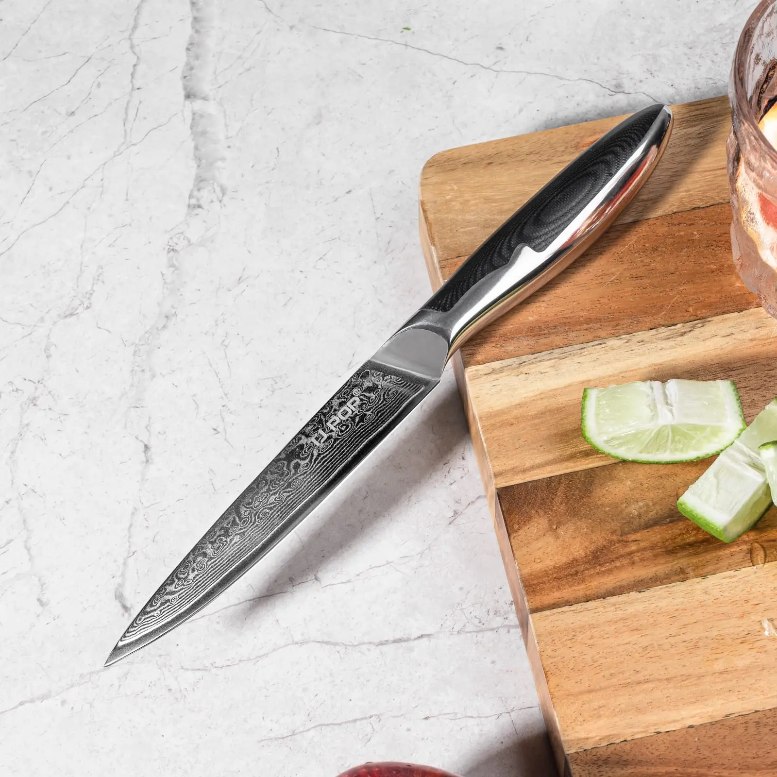

TJ POP 5 Inch Utility Knife VG10 Steel Core 67 Layer Damascus Steel Ergonomic G10 Handle Sharp Fruit Paring Chef Kitchen Knives