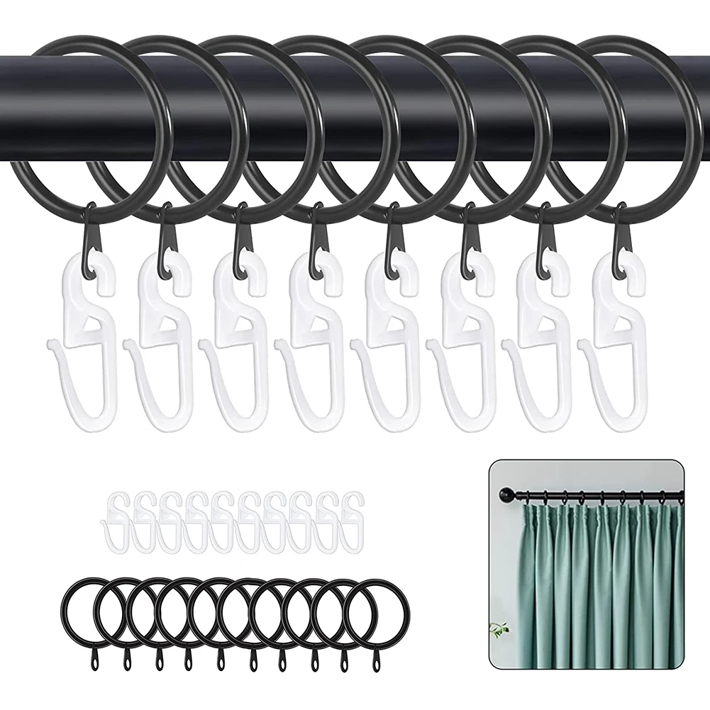 

Pack Of 10 Metal Curtain Rings Curtain Hanging Rings Plastic Curtain Hooks For Curtains Rods Pole Voile Heavy Duty Rings