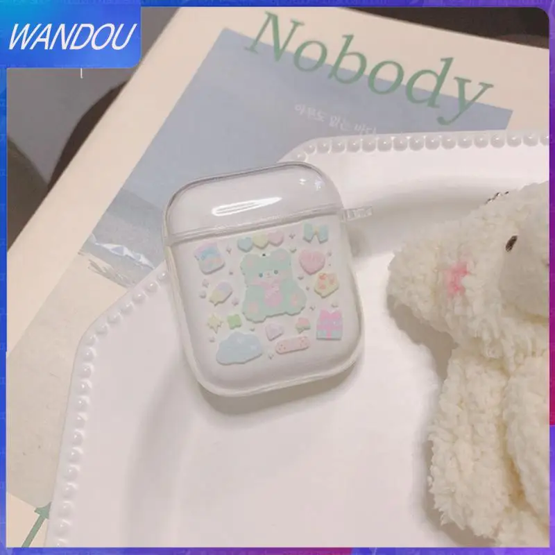 

Drop-resistant Earphone Cases Portable Cartoon Earphone Protective Sleeve 1 Pcs Lightweight Wireless Headsets Cover Transparent