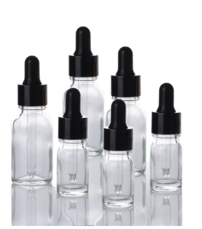 

15pcs 30ml 15pcs 50ml 15pcs 100ml clear glass dropper bottle with black dropper lids for essential oil