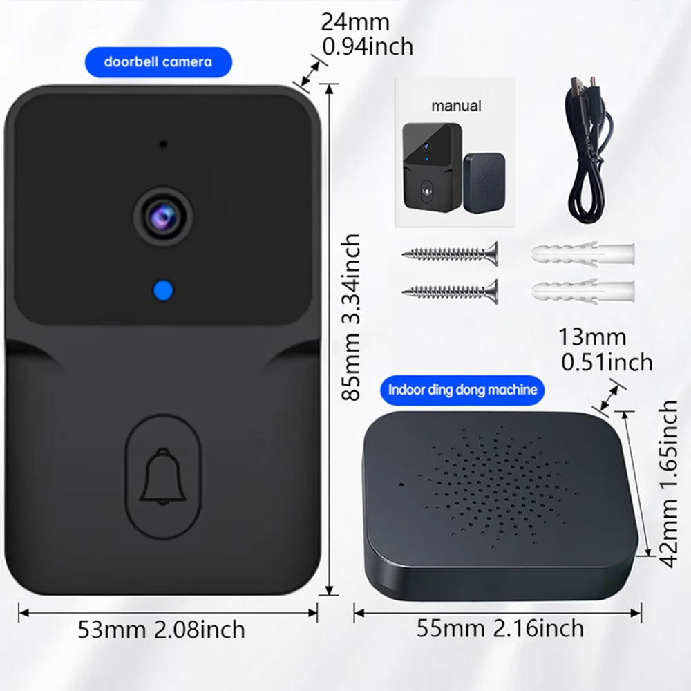 

Беспроводная Wi-Fi камера видеонаблюдения HD, уличный дверной звонок с ночным видением, видеодомофон с функцией изменения голоса для домашнего мониторинга
