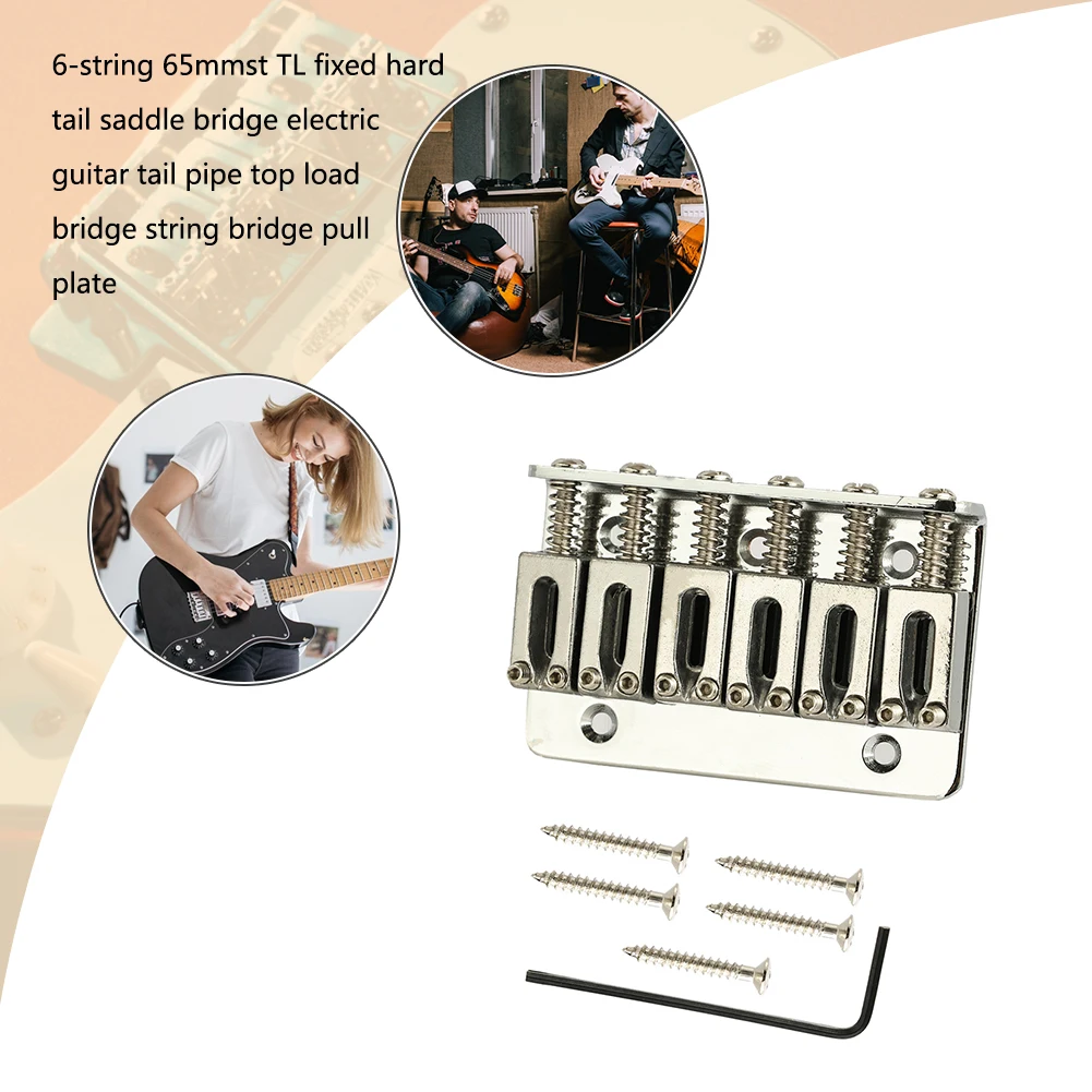 6String Hardtail Saddle Bridge Top Load 65/78mm Guitar Electric Accessory with Screws Wrench for Fender Strat Tele - купить по