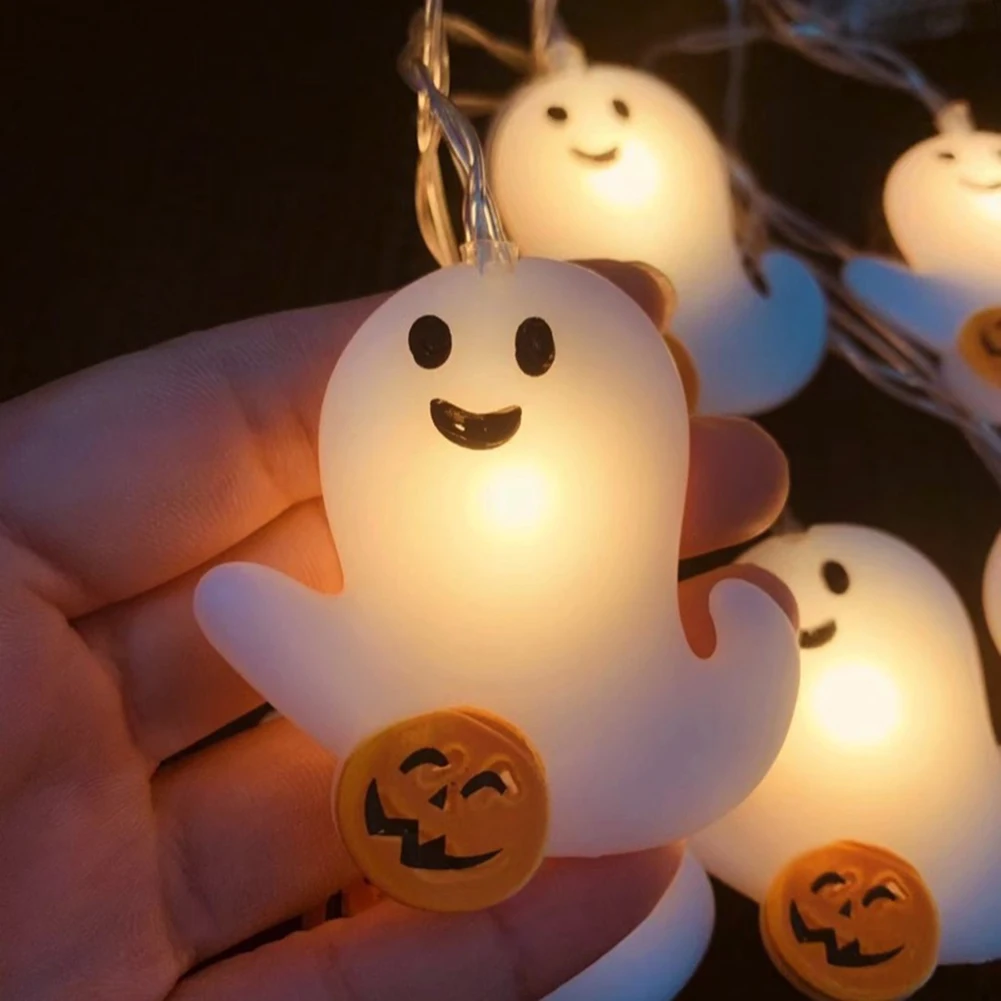 

Halloween Ghost String Lamp Festive Atmosphere Pumpkin Ghost String Lights Realistic Shapes Easy Use for Home Holiday Part Decor