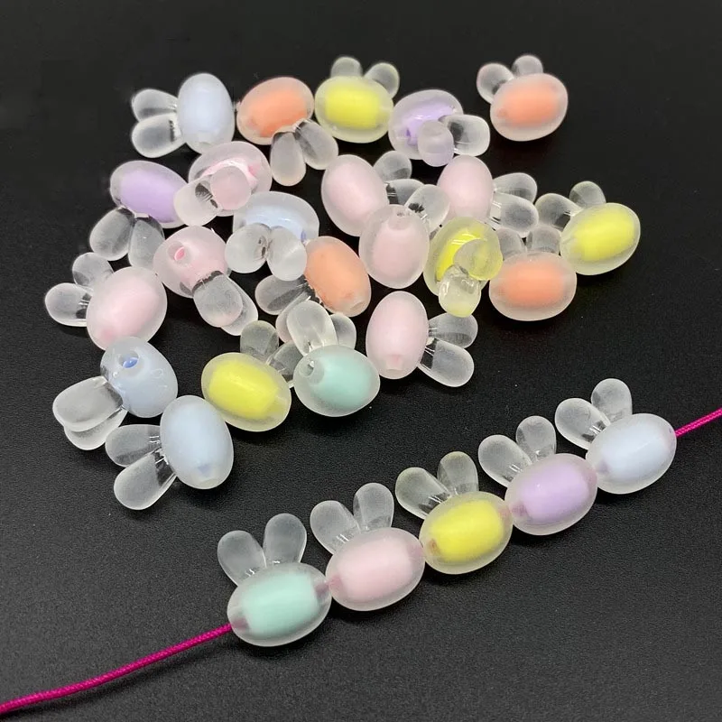 Cute Cartoon Frosted Animal Rabbit Head Shape Loose Spacer Acrylic Beads for Jewelry Making Handmade Bracelets Accessories |