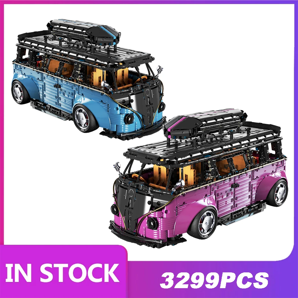 

T5022 Camper Volkswagen T2 Car Model High-Tech Remote Control Classic Bus Vehicle Building Block Brick Kid Toys Birthday Gifts