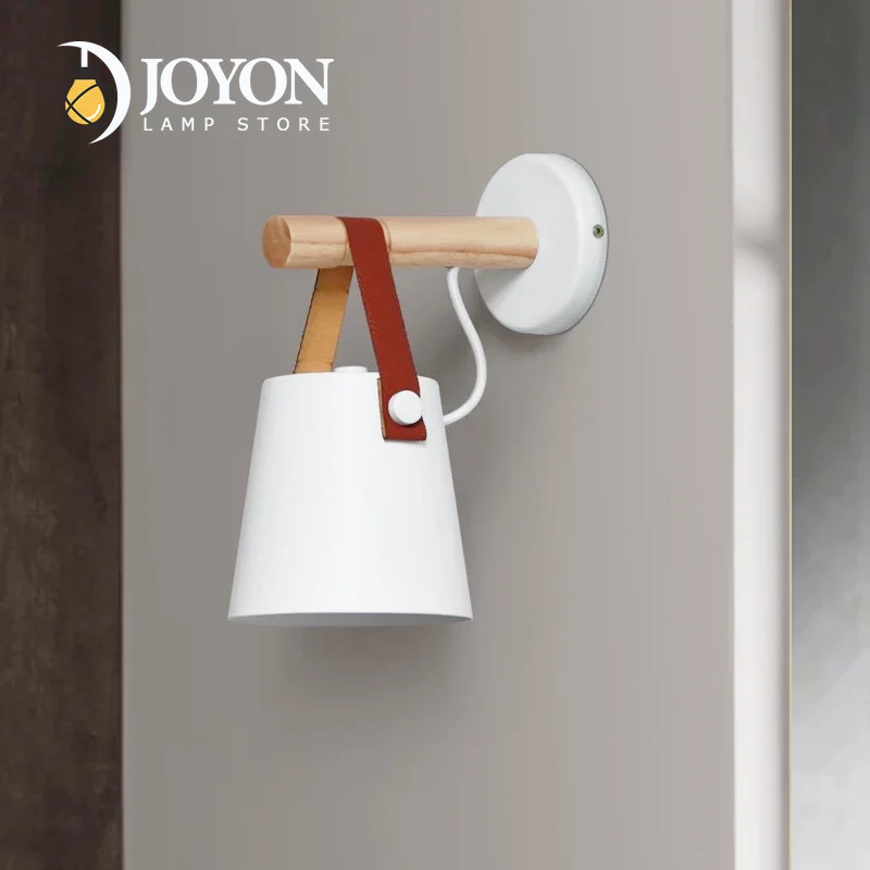 

White Led Nordic Minimalist Wall Lamp Iron Belt Led Indoor Lighting Study Room Bedroom Living Room Loft Hotel Night Light E27