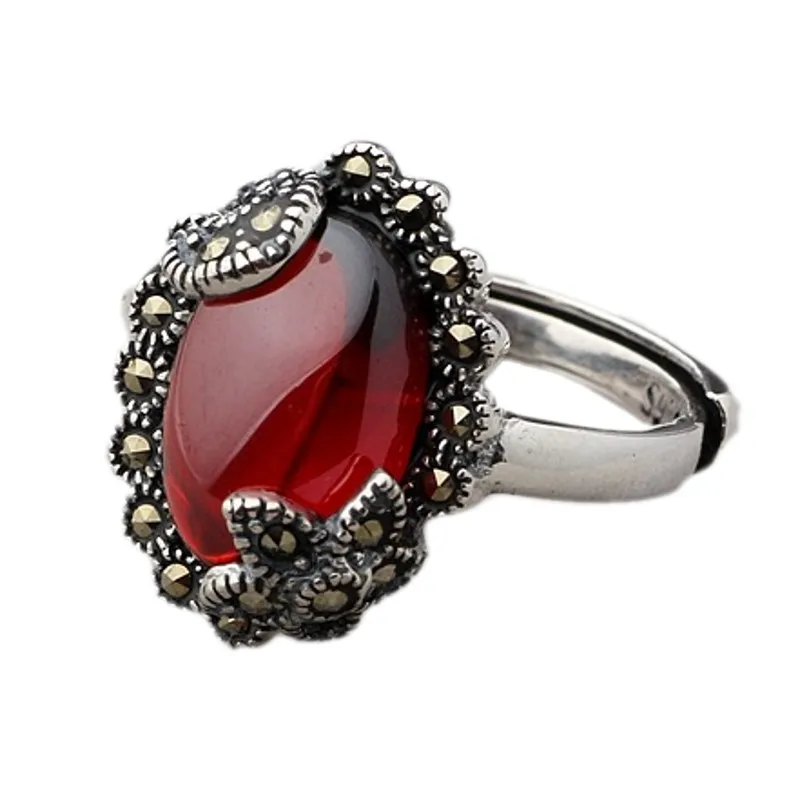 Новинка винтажные женские кольца BOCAI S990 из чистого серебра гранат красный корунд
