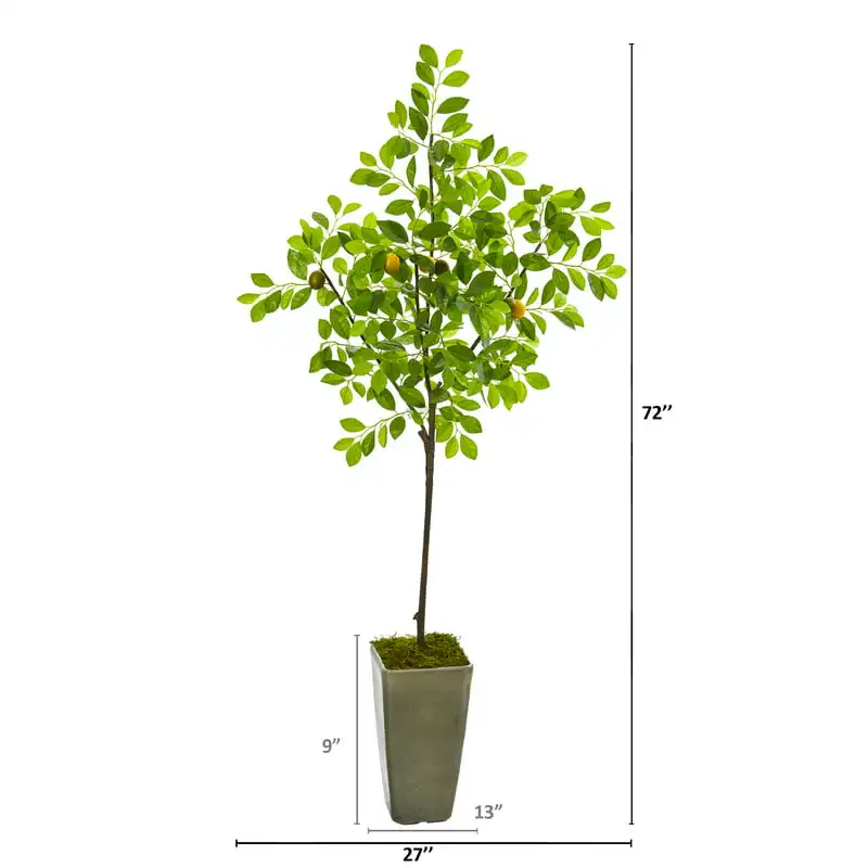 

Lemon Artificial Tree in Olive Green Planter, Green