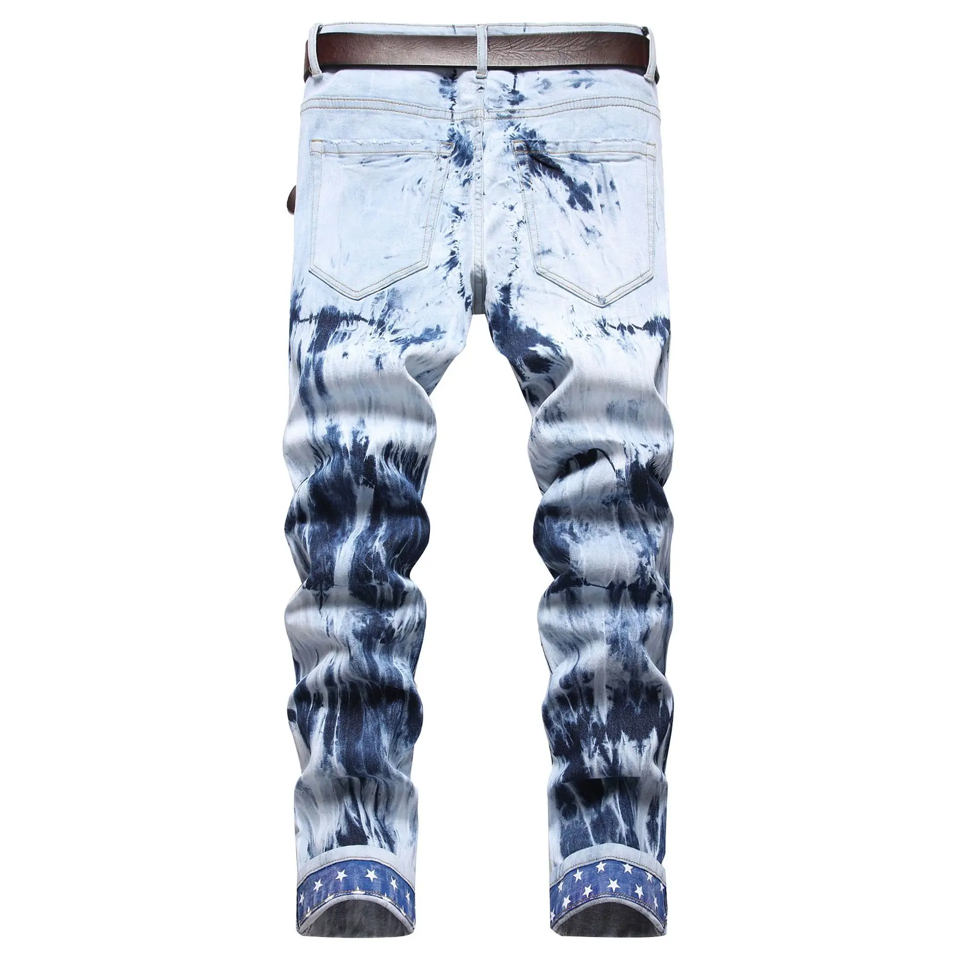 Street Fashion Stretch Mens Pants Embroidery Floating and Flanging Jeans for Men
